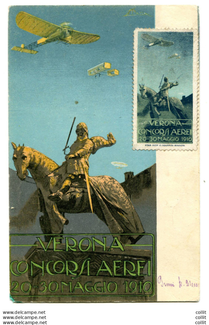 1910 Verona Concorsi Aerei - Cartolina E Erinnofilo Ufficiali - Marcophilie (Avions)
