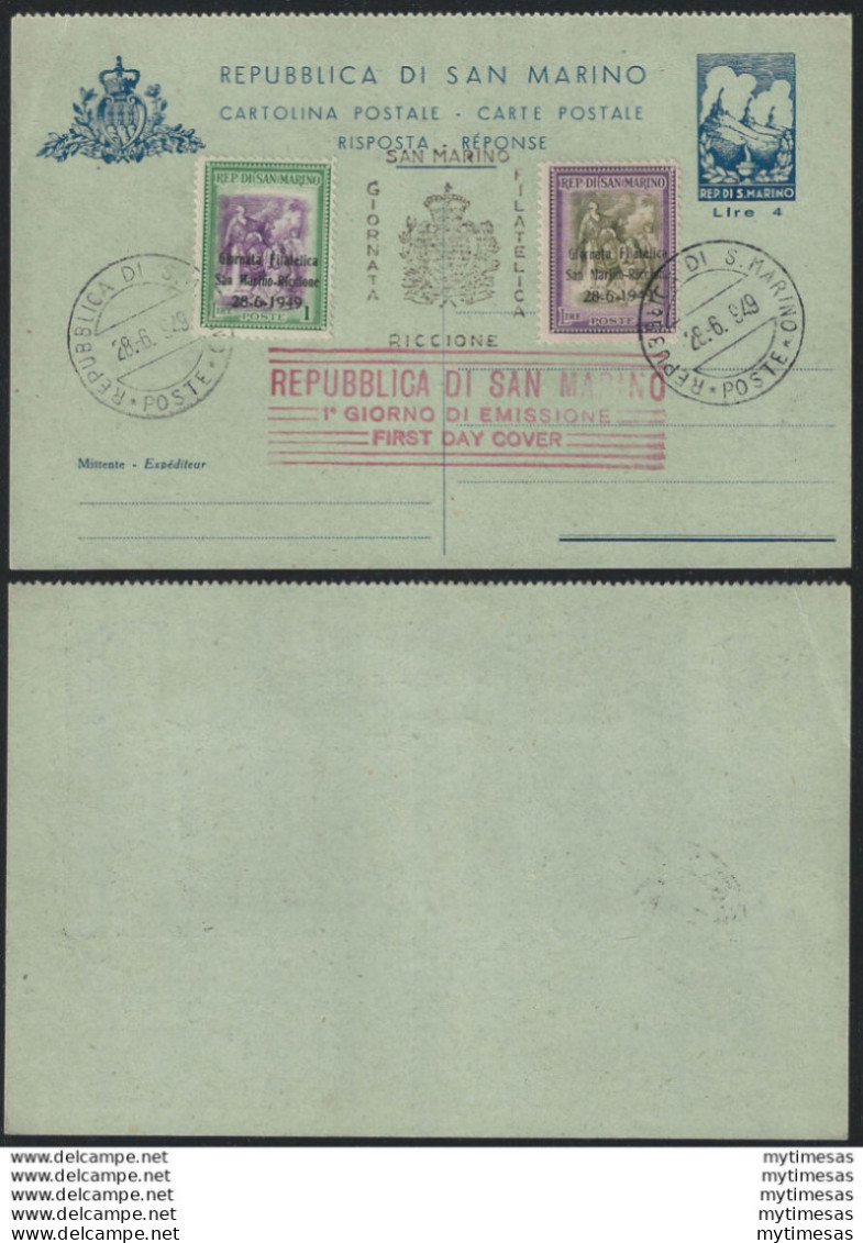 1947 San Marino Cartoline Postali Lire 4 US Filagrano N. C24B - Andere & Zonder Classificatie