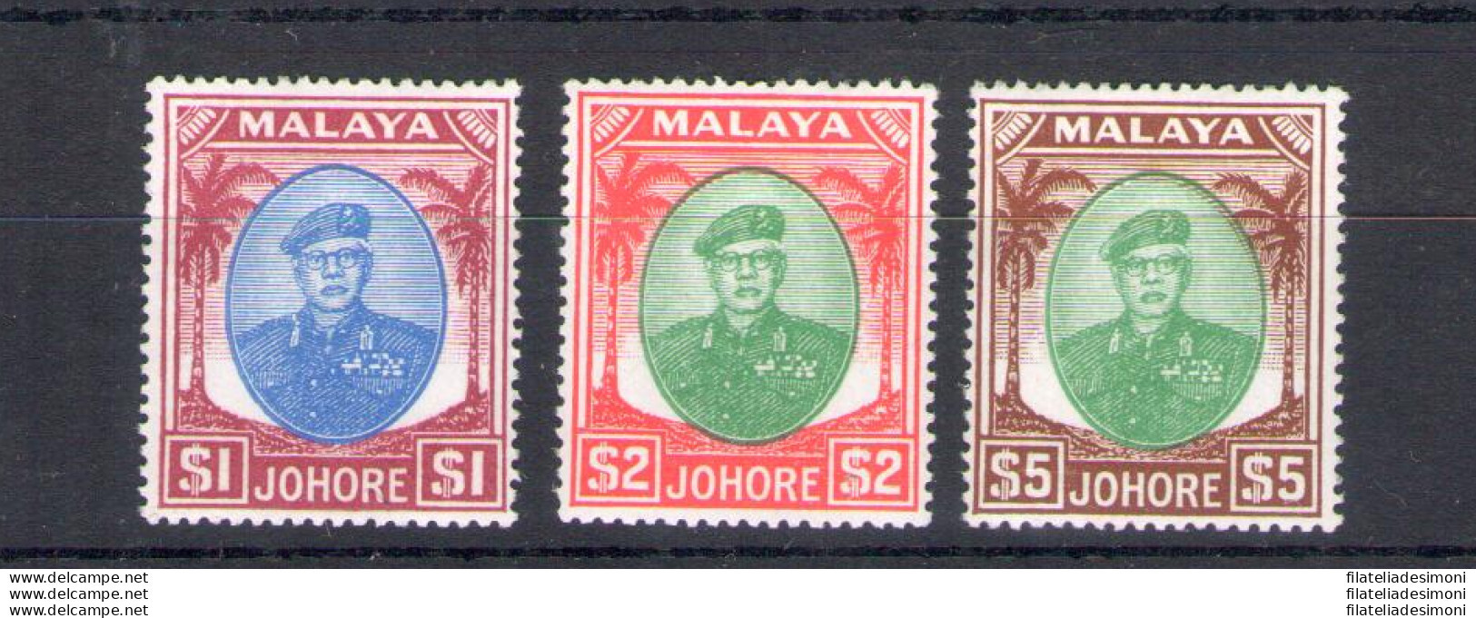 1949-55 Malaysian States - Johore - Stanley Gibbons N. 145-146-147 - Sultan Sir Ibrahim - 1$ - 2$ - 5$ - MH* - Autres & Non Classés