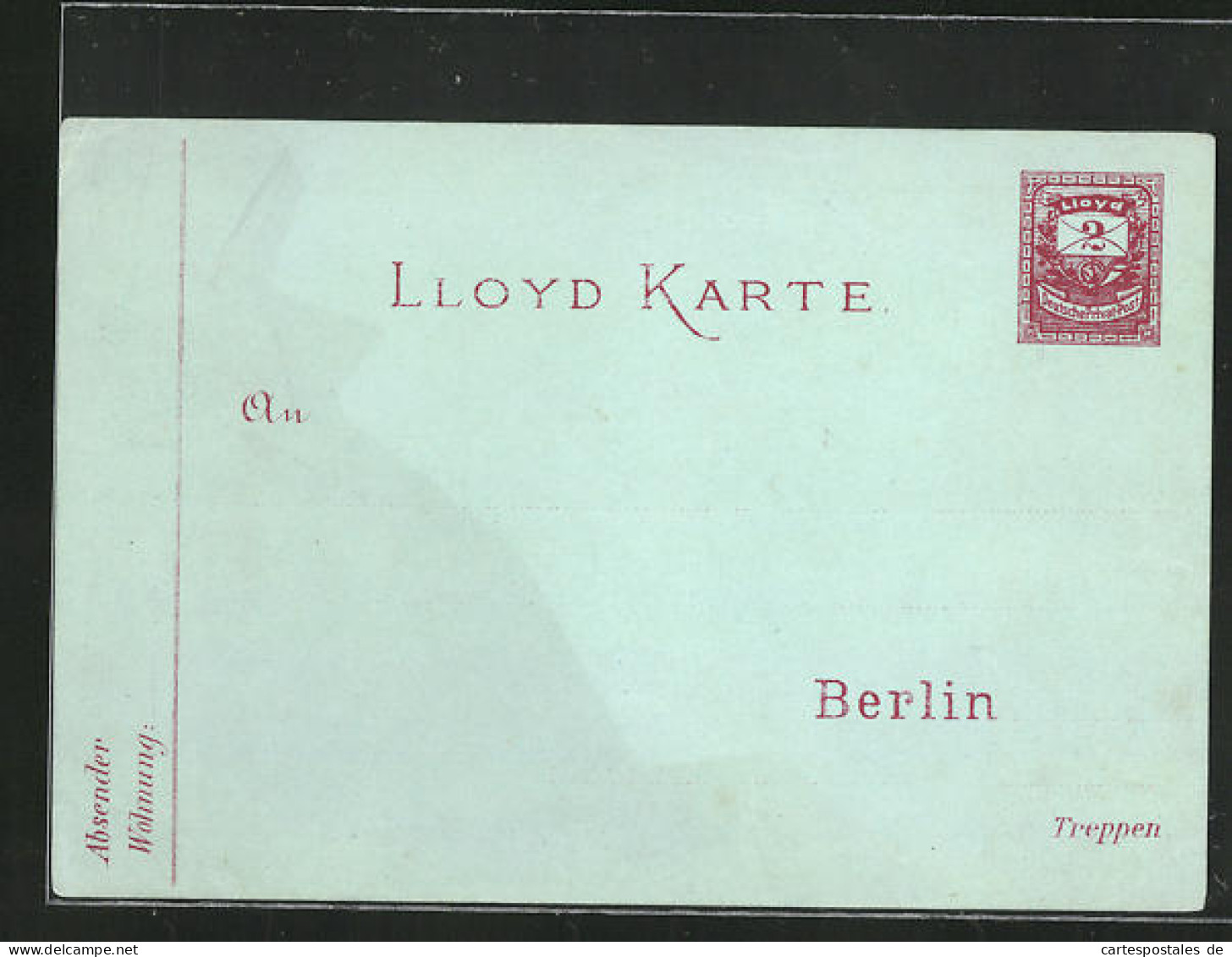 AK Lloyd Karte, Private Stadtpost Berlin, 2 Pfg.  - Briefmarken (Abbildungen)