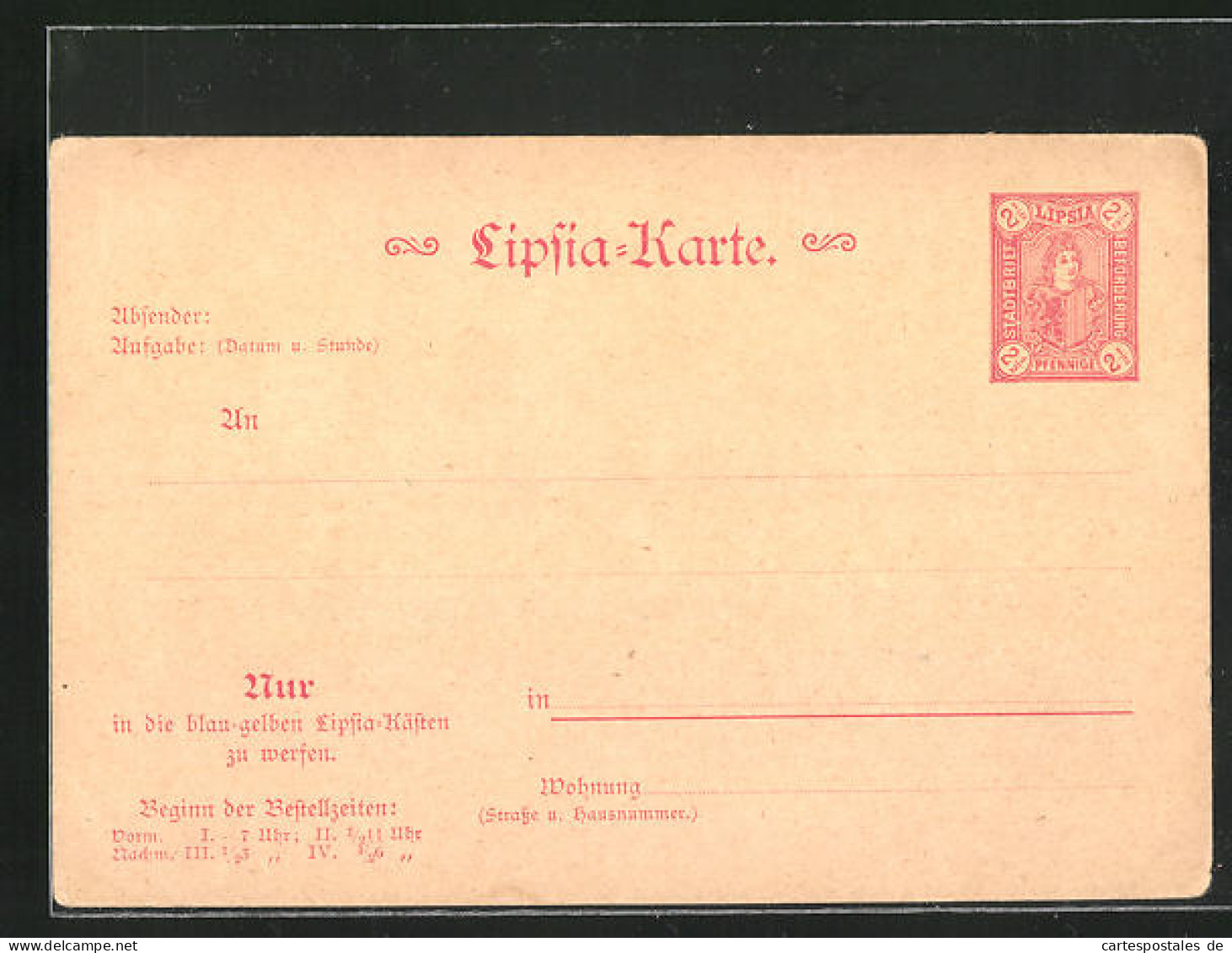 AK Leipzig, Lipsia-Karte, Private Stadtpost, 2 1 /2 Pfg.  - Briefmarken (Abbildungen)