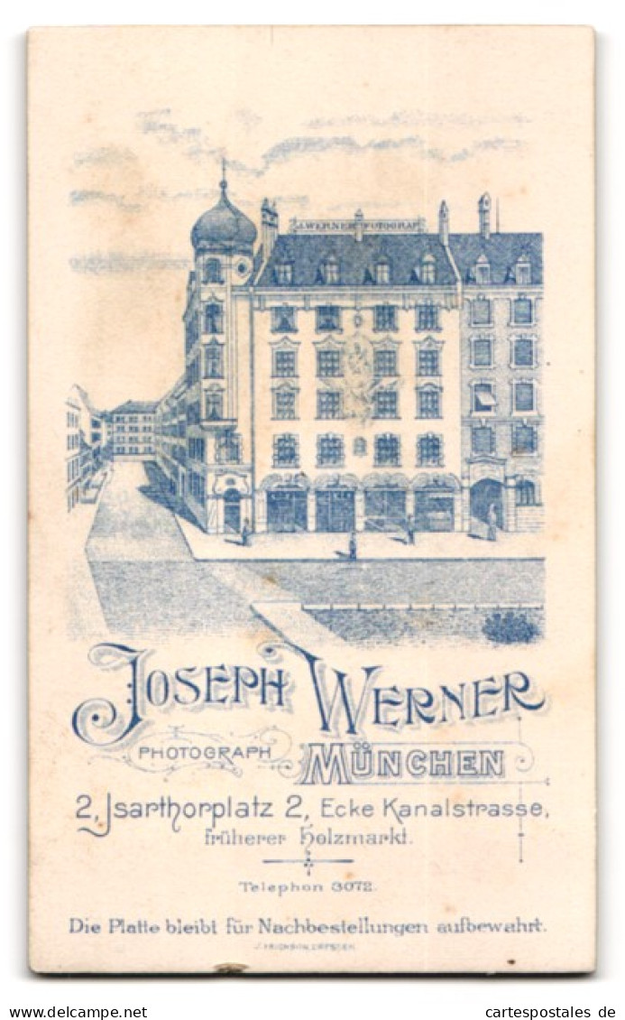 Fotografie Joseph Werner, München, Isartorplatz 2 Ecke Kanalstrasse, Portrait Bürgerlicher Herr Mit Oberlippenbart  - Anonyme Personen