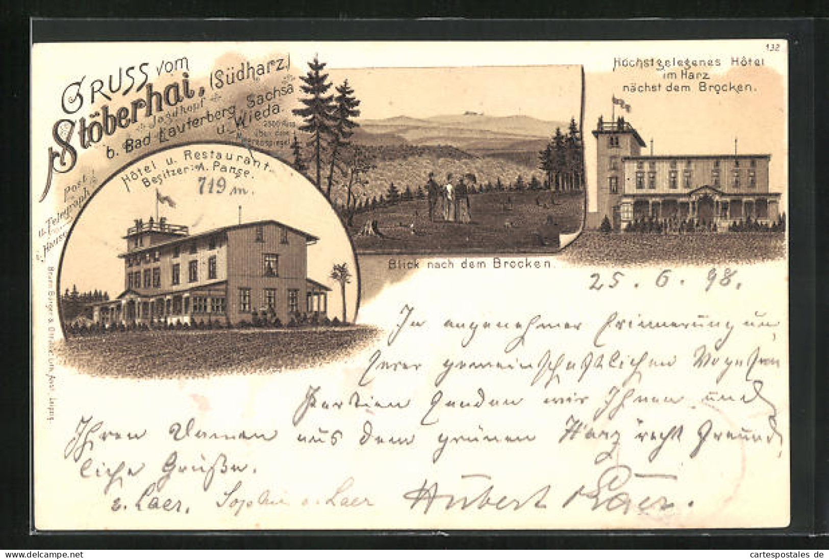 Lithographie Stöberhai B. Bad Lauterberg, Hotel Und Restaurant, Besitzer A. Panse, Brocken  - Bad Lauterberg