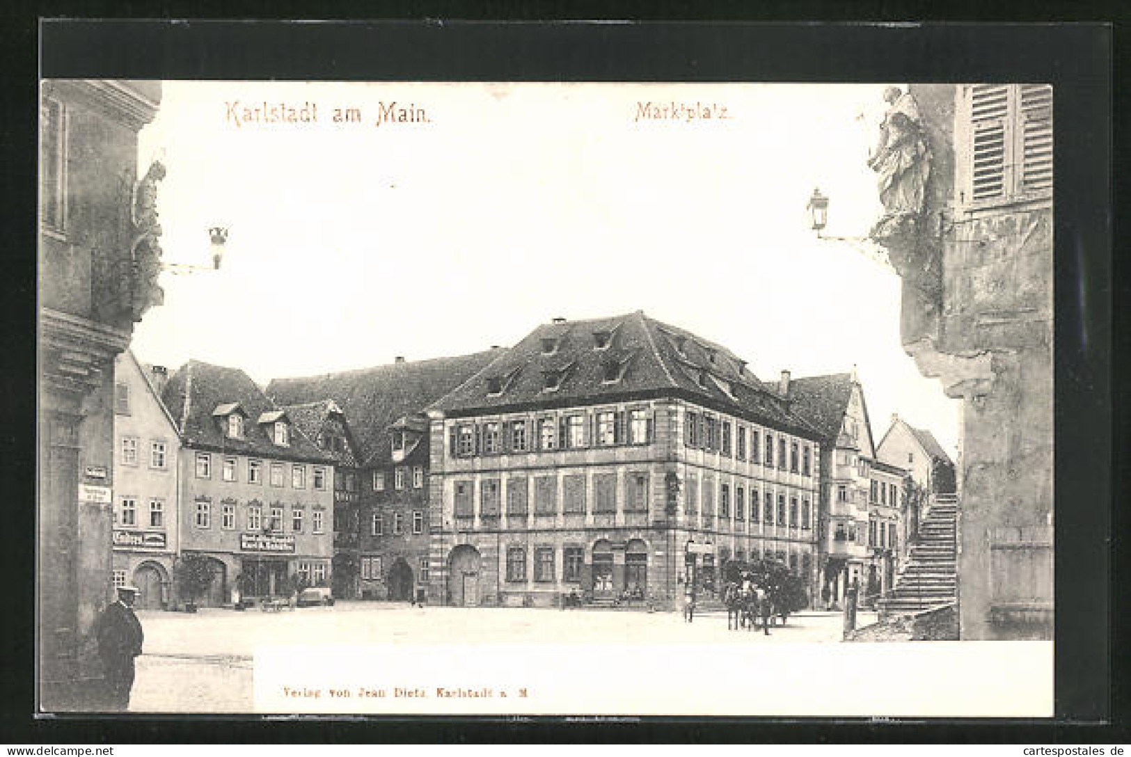 AK Karlstadt /Main, Marktplatz Mit Geschäften  - Karlstadt