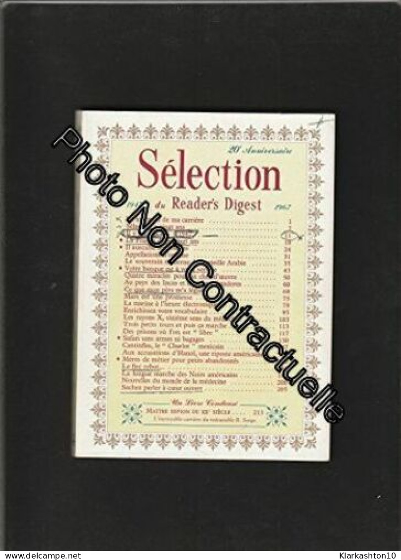 Sélection Du Reader's Digest MARS 1967 [03/1967] Spécial 20° Anniversaire - Autres & Non Classés