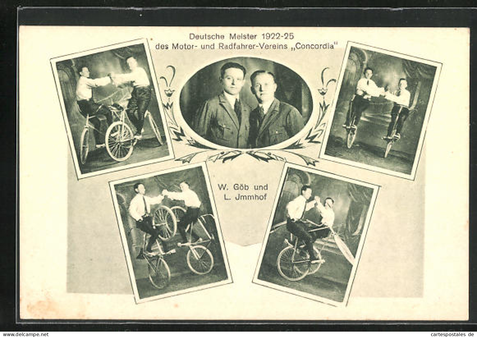 AK Schweinfurt, Deutsche Meister 1922-25 Des Motor- Und Radfahrer-Vereins Concordia W. Göb Und L. Immhof  - Autres & Non Classés