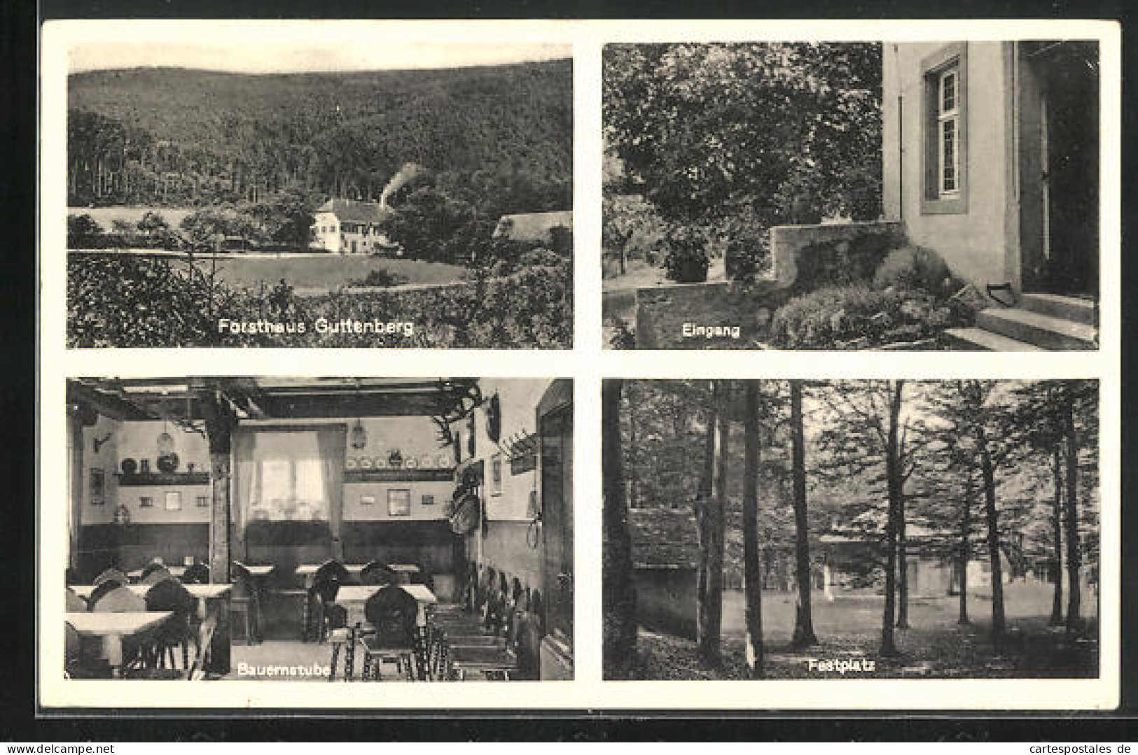 AK Reichenberg, Gasthaus Forsthaus Guttenberg, Innenansicht Bauernstube, Eingang  - Hunting