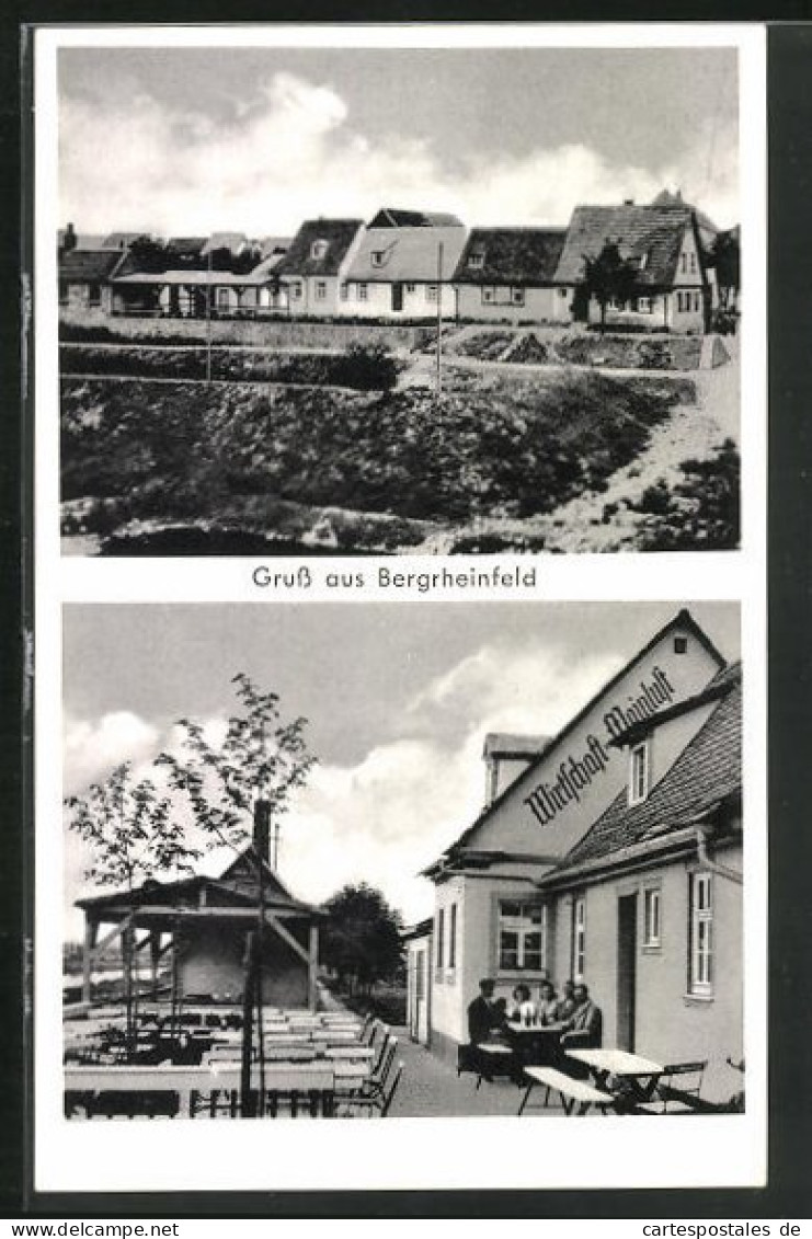 AK Bergrheinfeld, Gasthaus Zur Mainluft, Ortsansicht  - Autres & Non Classés