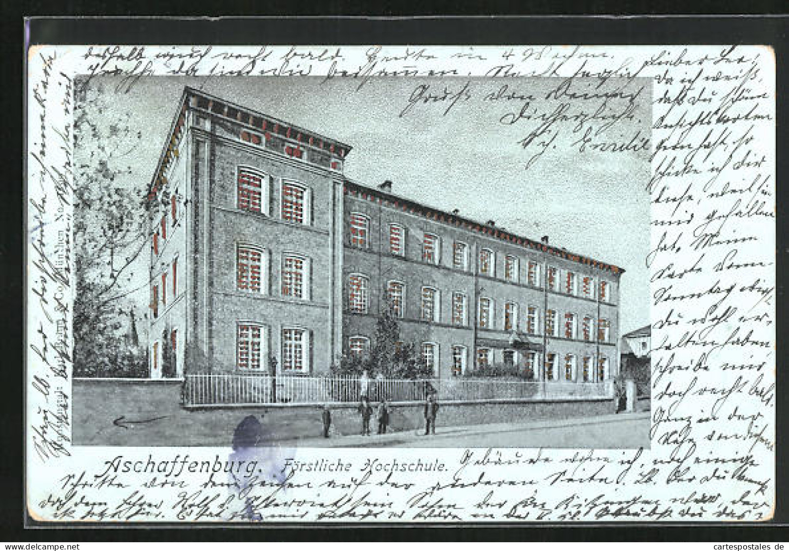 Goldfenster-AK Aschaffenburg, Förstliche Hochschule Mit Leuchtenden Fenstern  - Other & Unclassified