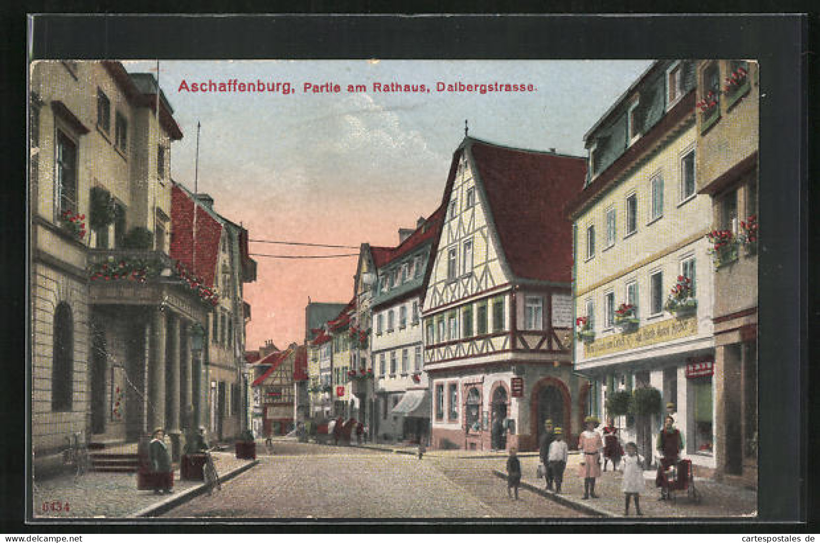 AK Aschaffenburg, Dalbergstrasse Mit Gasthaus Und Rathaus  - Aschaffenburg