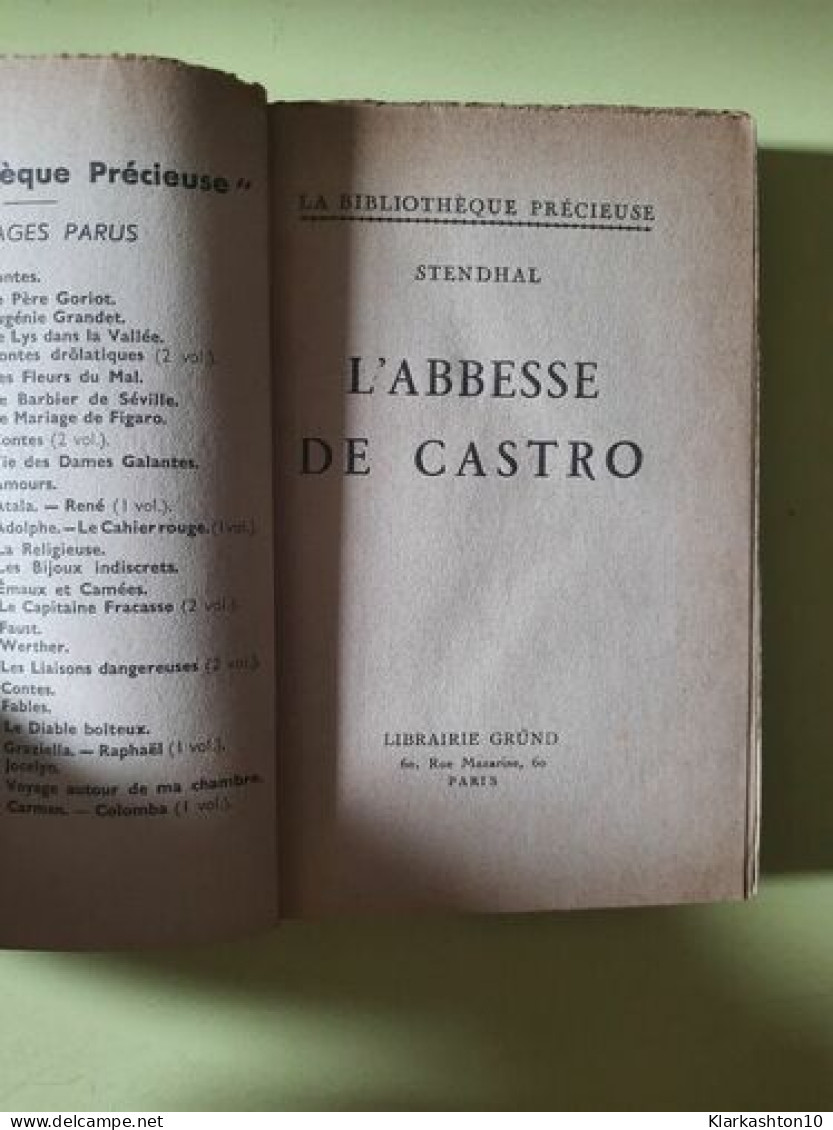 Stendhal L'abbesse De Castro Librairie Gründ - Other & Unclassified