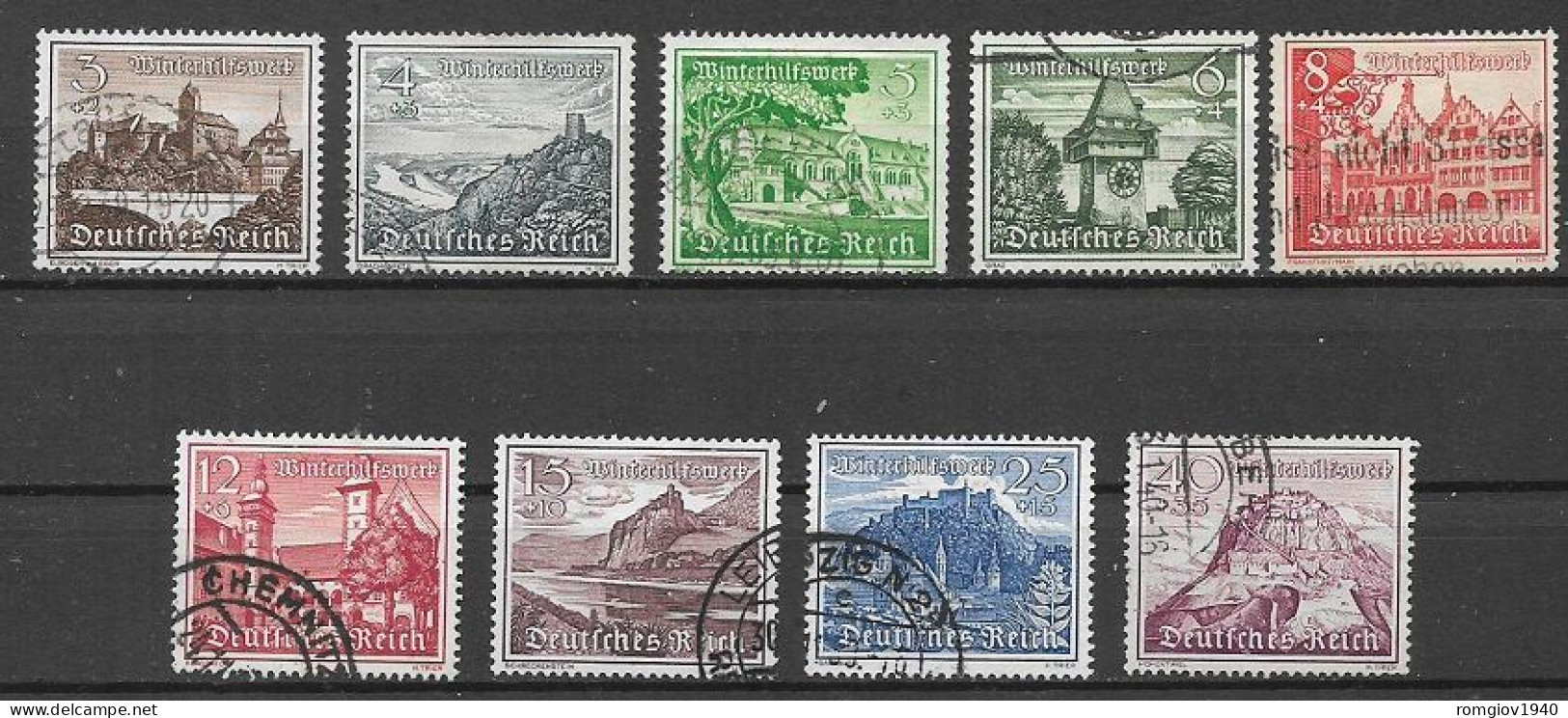 GERMANIA REICH TERZO REICH 1939   SOCCORSO INVERNALE UNIF. 654 - 662  USATA VF - Gebraucht