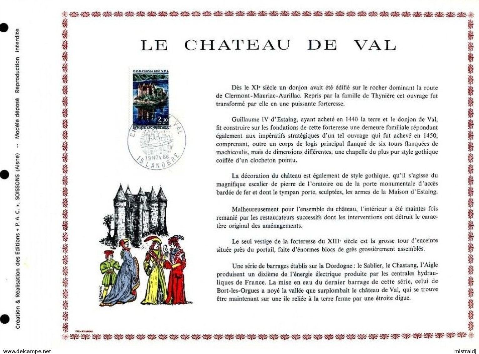 Rarissime Feuillet PAC (précurseur De CEF) De 1966  - LE CHATEAU DE VAL - 1960-1969