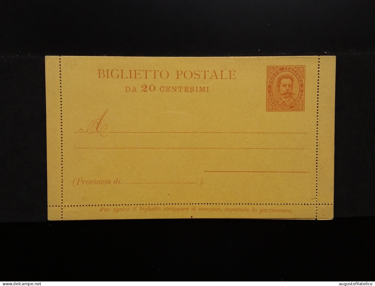 REGNO - Biglietto Postale Nuovo (bordo Destro Incollato) + Spese Postali - Stamped Stationery