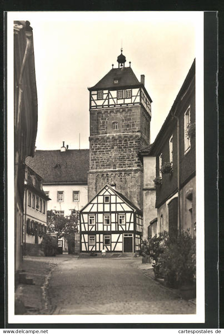 AK Bischofsheim V. D. Rhön, Strasse Im Zentrum Mit Stadtturm  - Other & Unclassified