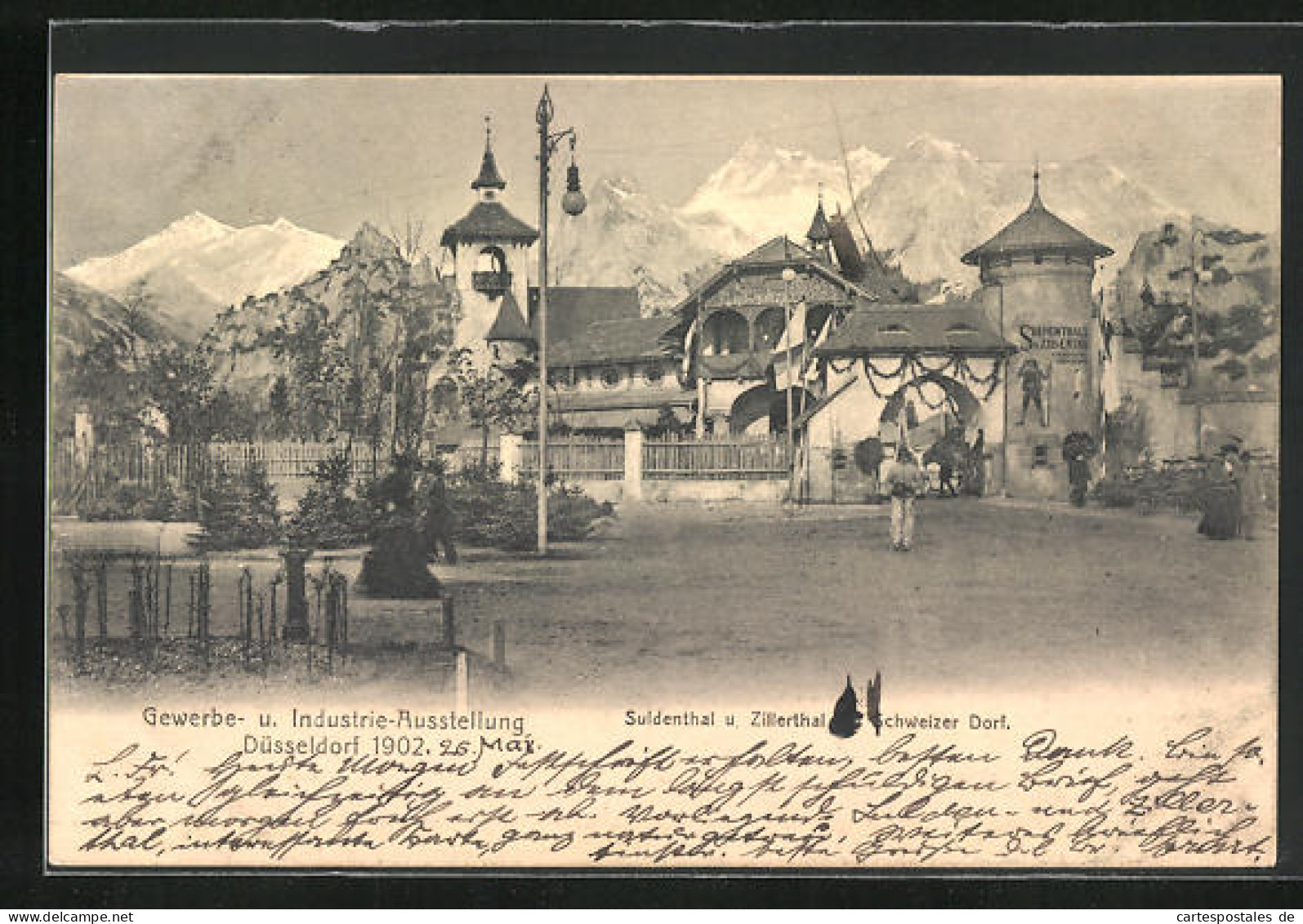 AK Düsseldorf, Gewerbe- U. Industrie-Ausstellung 1902, Suldenthal U. Zillerthal, Schweizer Dorf  - Expositions