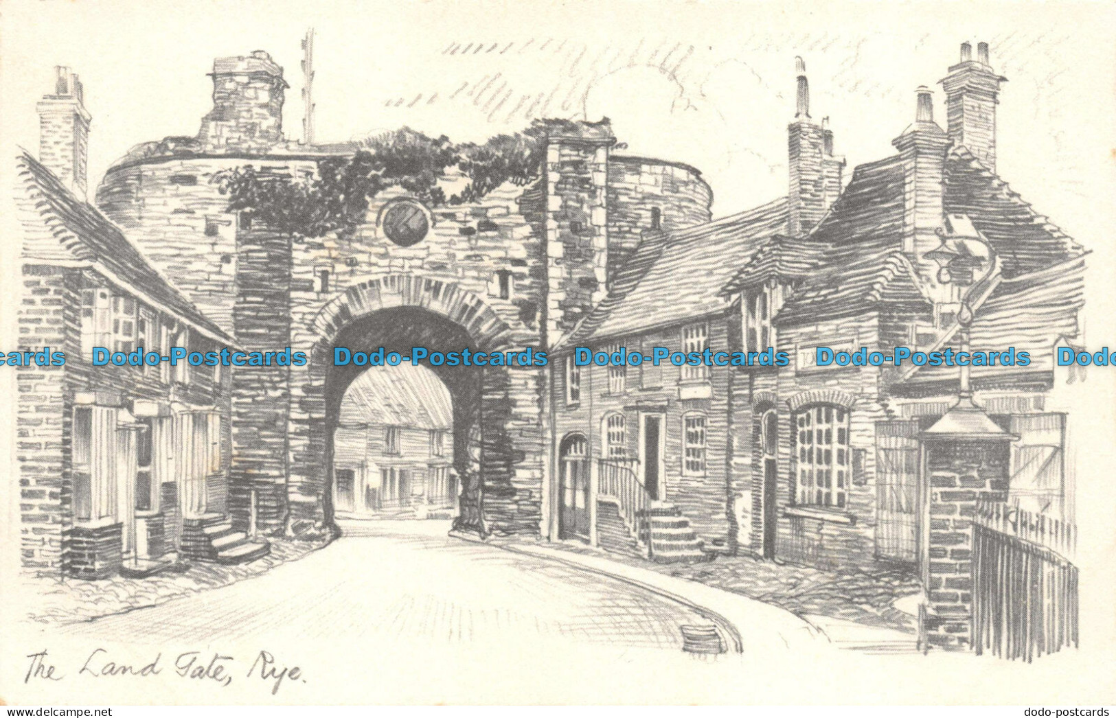 R058181 The Land Gate. Rye. Pencil Sketch Postcard - World