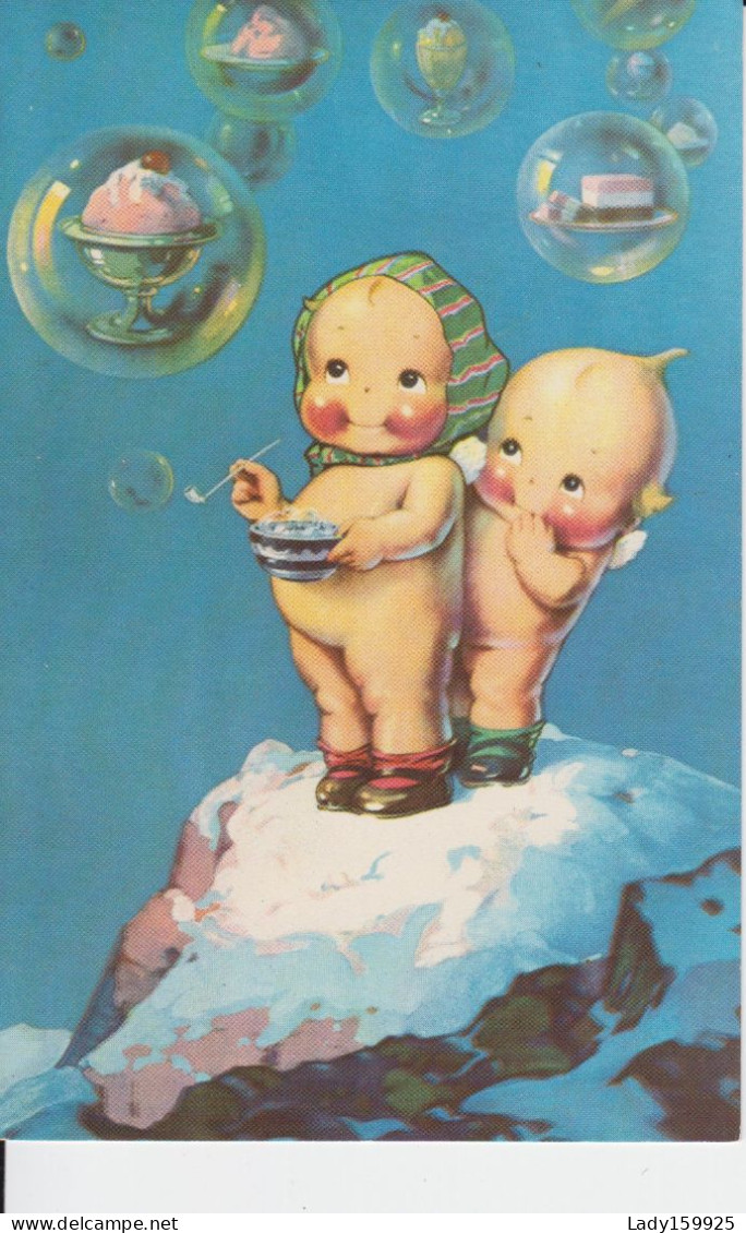 ''The Kewpies'' 2 Babies Standing On A Cloud Of Cream, Desert Bubbles  Déserts Glacé, Cake Joues Rouge,  Yeux Ronds 2 Sc - Children's Drawings