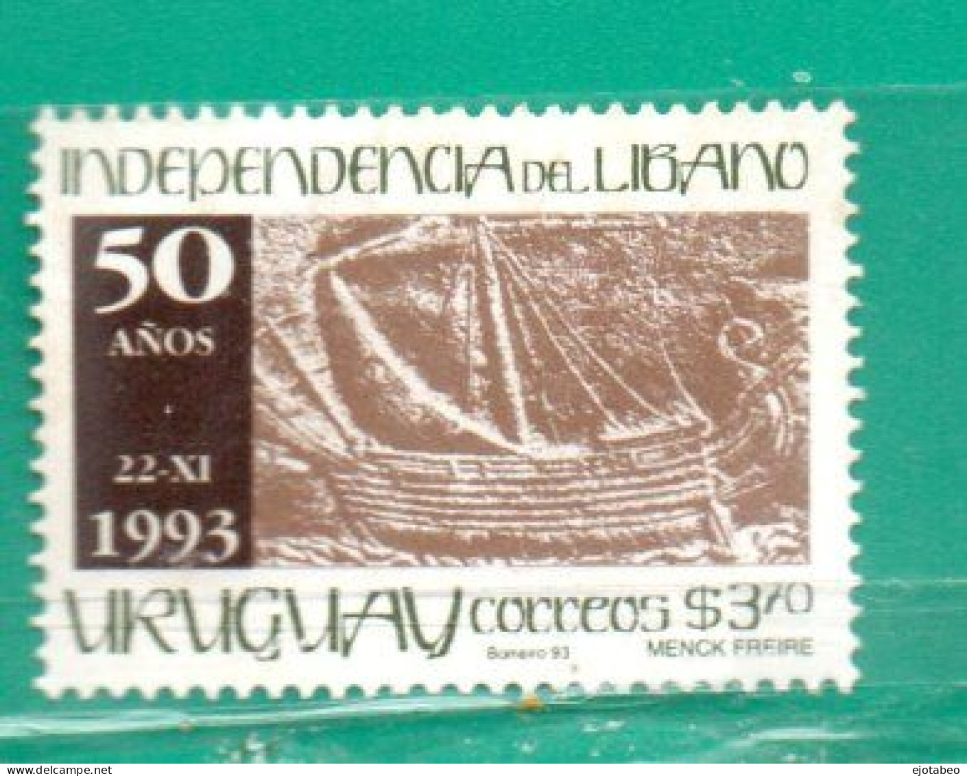 823a URUGUAY 1993 YT 1454 Ss Mint-50a.  Independencia Del Líbano -TT:Barcos - Uruguay