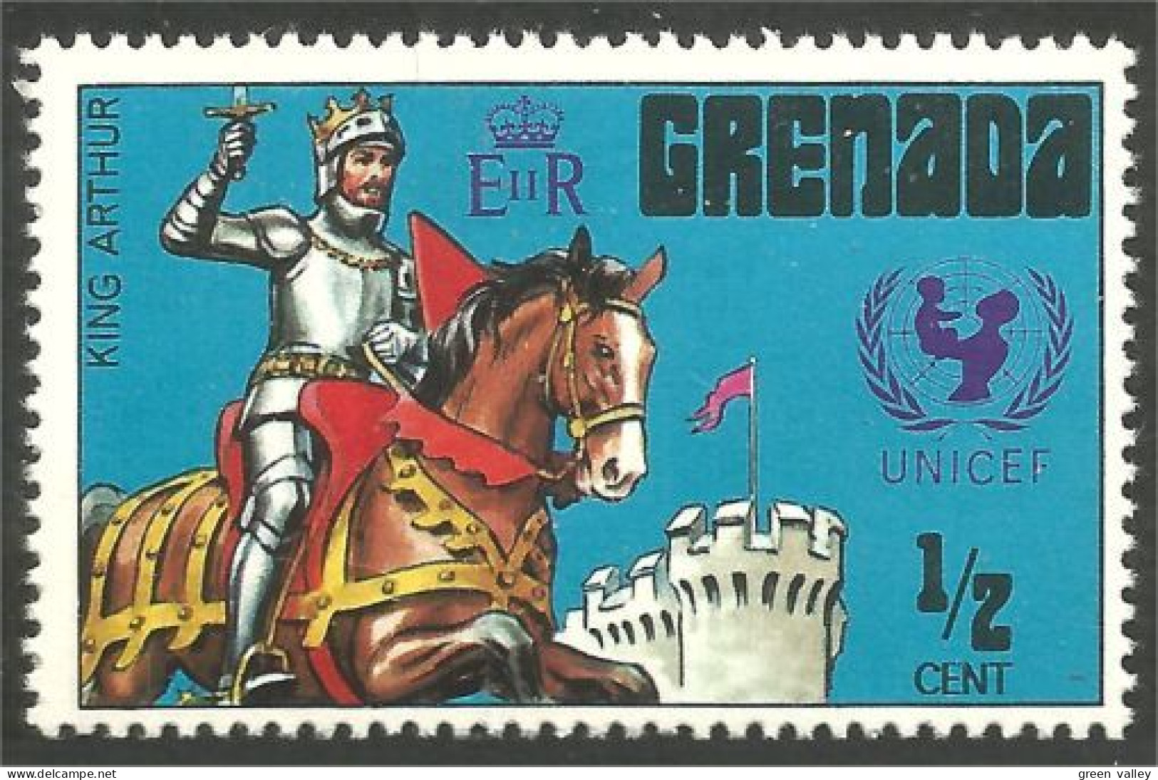 WR-28 Grenada Cavalier Cheval Horse Pferd Drapeau Flag Armure Armory Epée Sword MNH ** Neuf SC - Horses