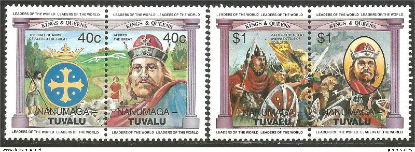 CE-66 Nanumaga Tuvalu Roi King Alfred The Great Armoiries Coat Of Arms MNH ** Neuf SC - Familles Royales