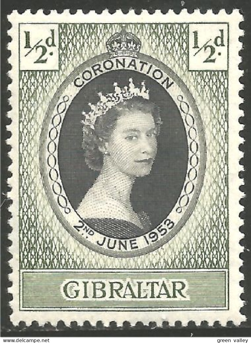 CE-41 Gibraltar Couronnement Elizabeth II 1953 Coronation MH * Neuf CH - Royalties, Royals