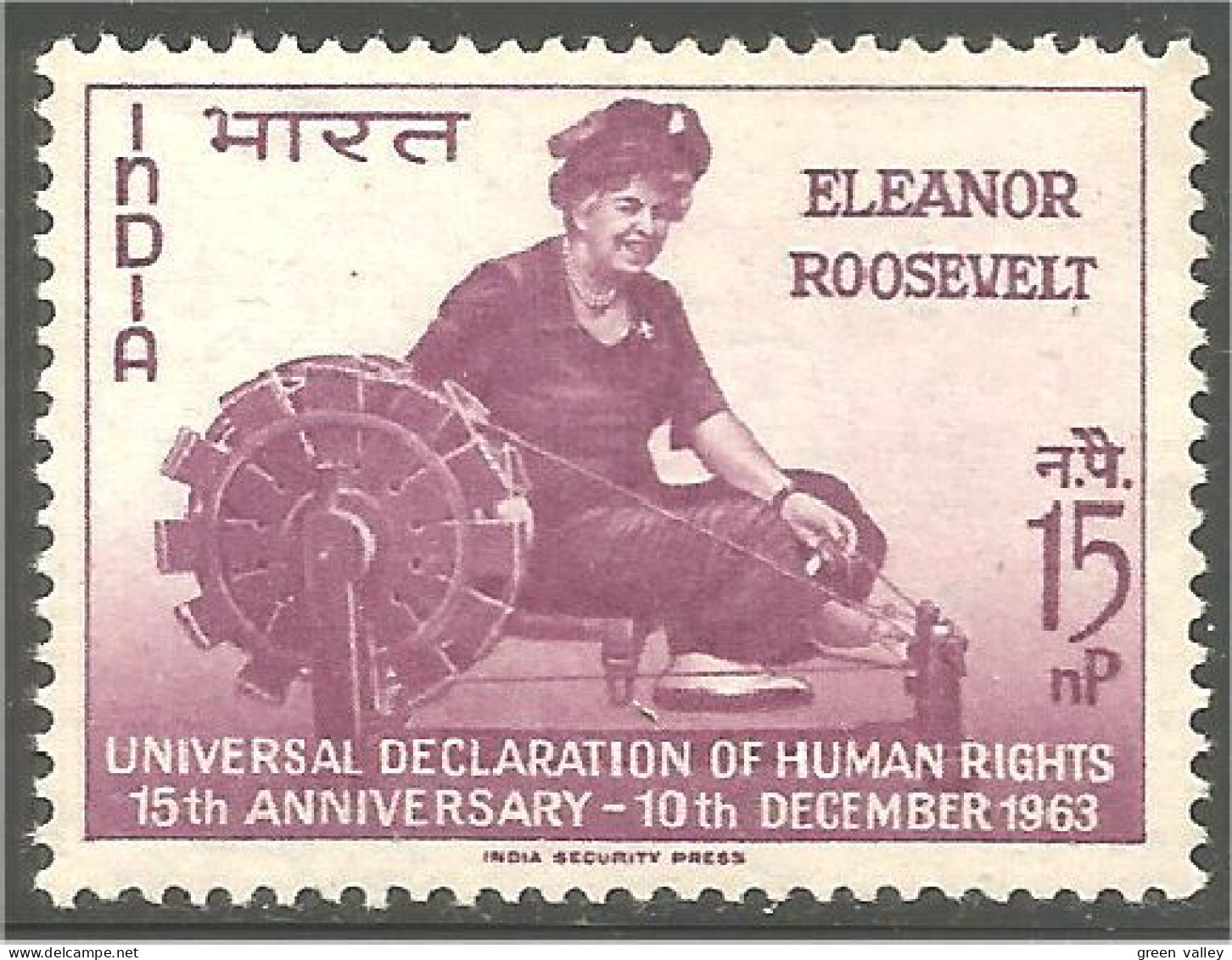 CE-7 Inde Eleanor Roosevelt Human Rights Droits Homme MNH ** Neuf SC - Berühmte Frauen