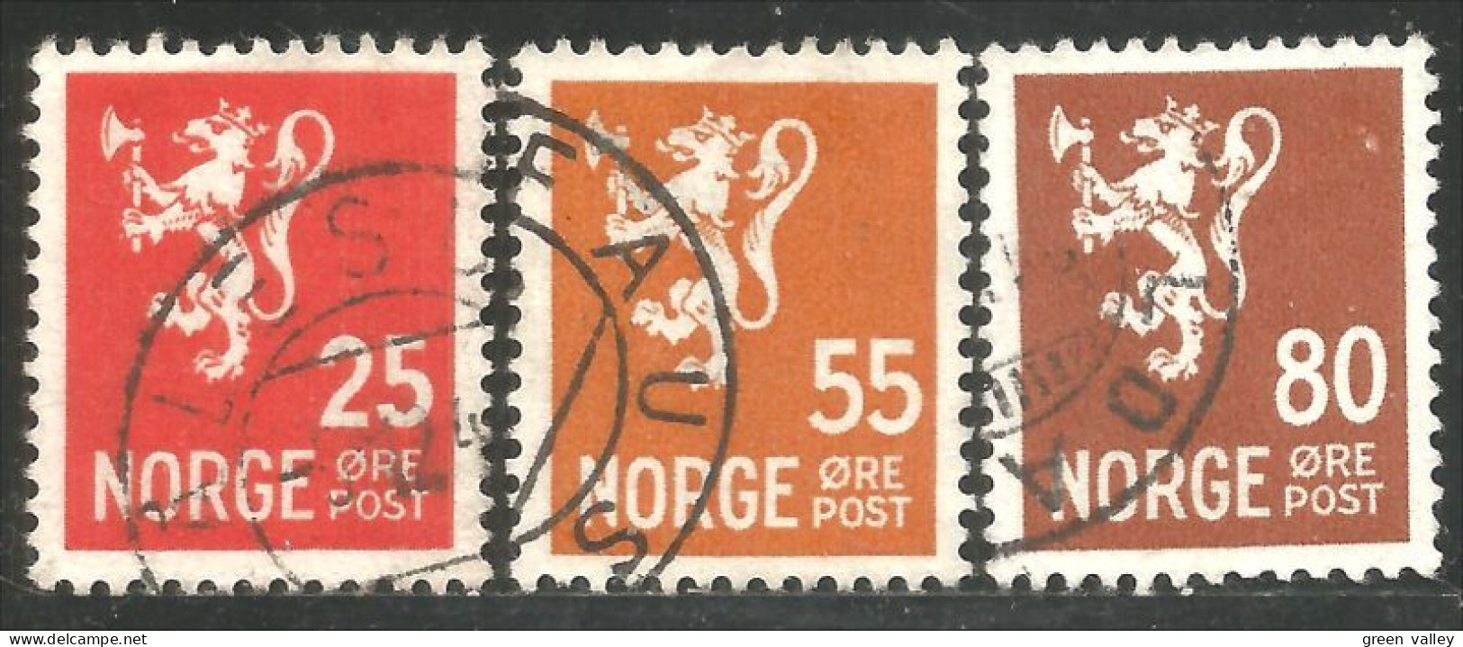 BL-70 Norway 3 Stamps Blason Armoiries Coat Arms Wappen Stemma Lion Lowe Leone - Stamps