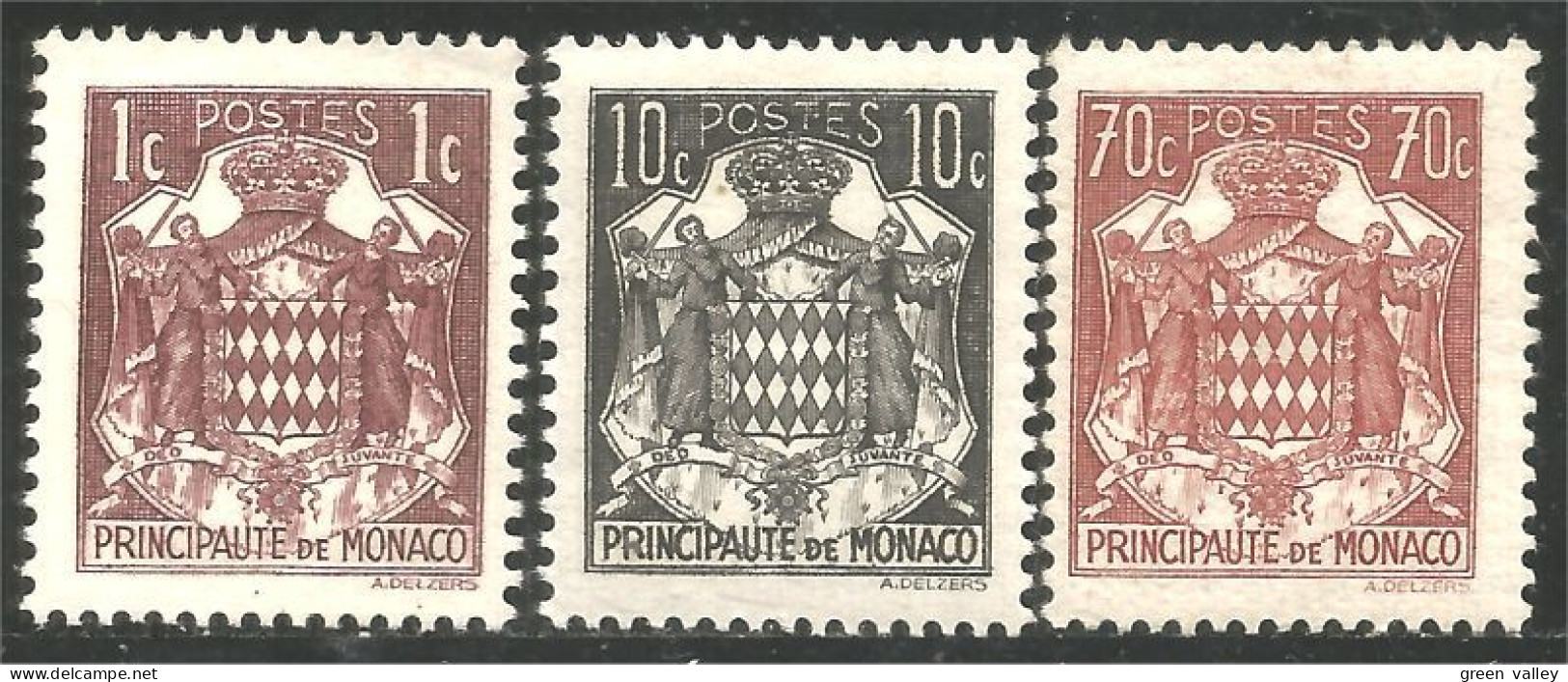 BL-61 Monaco 3 Stamps Blason Armoiries Coat Arms Wappen Stemma MH * Neuf - Stamps