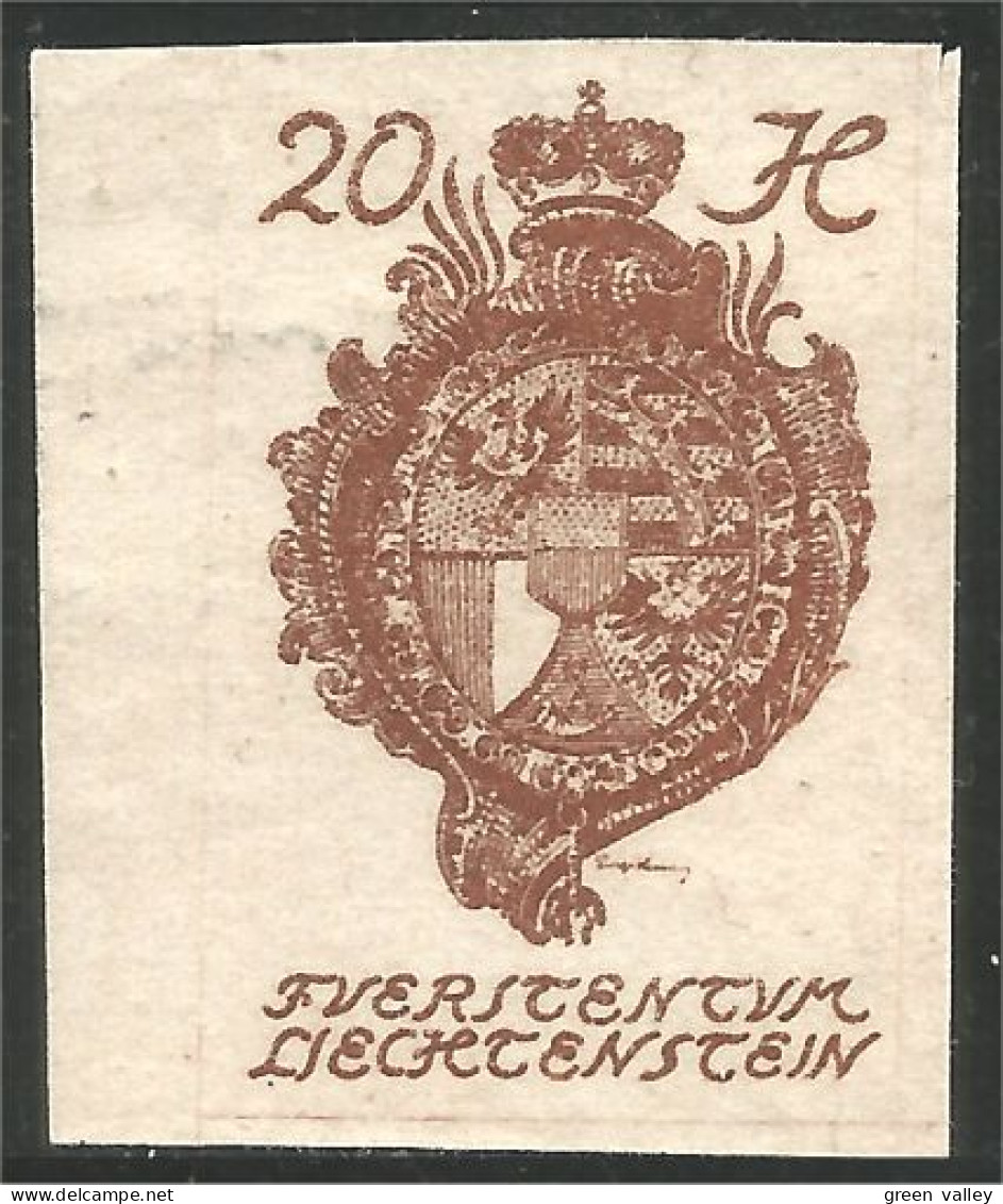 BL-52 Liechtenstein 20 H Blason Armoiries Coat Arms Wappen Stemma MH * Neuf - Stamps