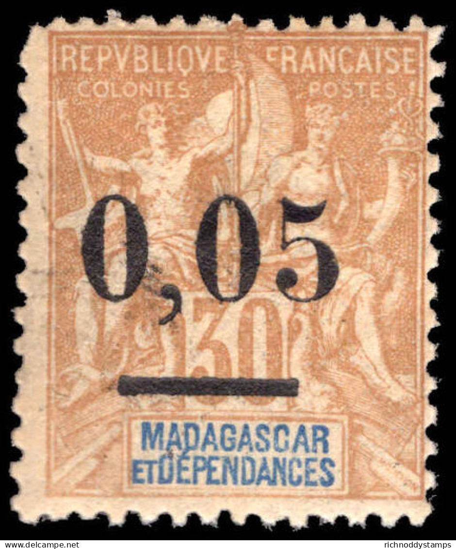 Madagascar 1902 0,05 On 30c Cinnamon Type 2 Unmounted Mint. - Neufs