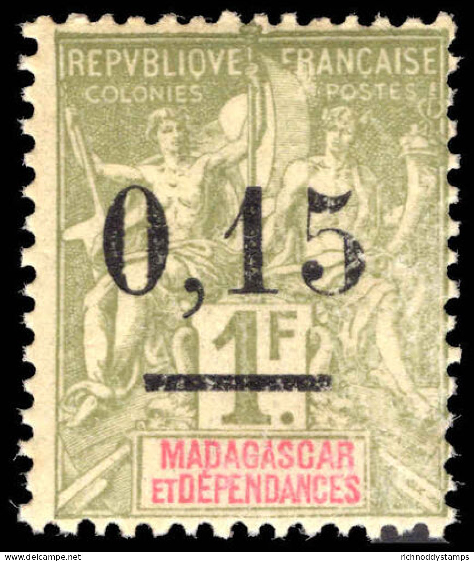 Madagascar 1902 0,15 On 1f Olive-green Unmounted Mint. - Unused Stamps