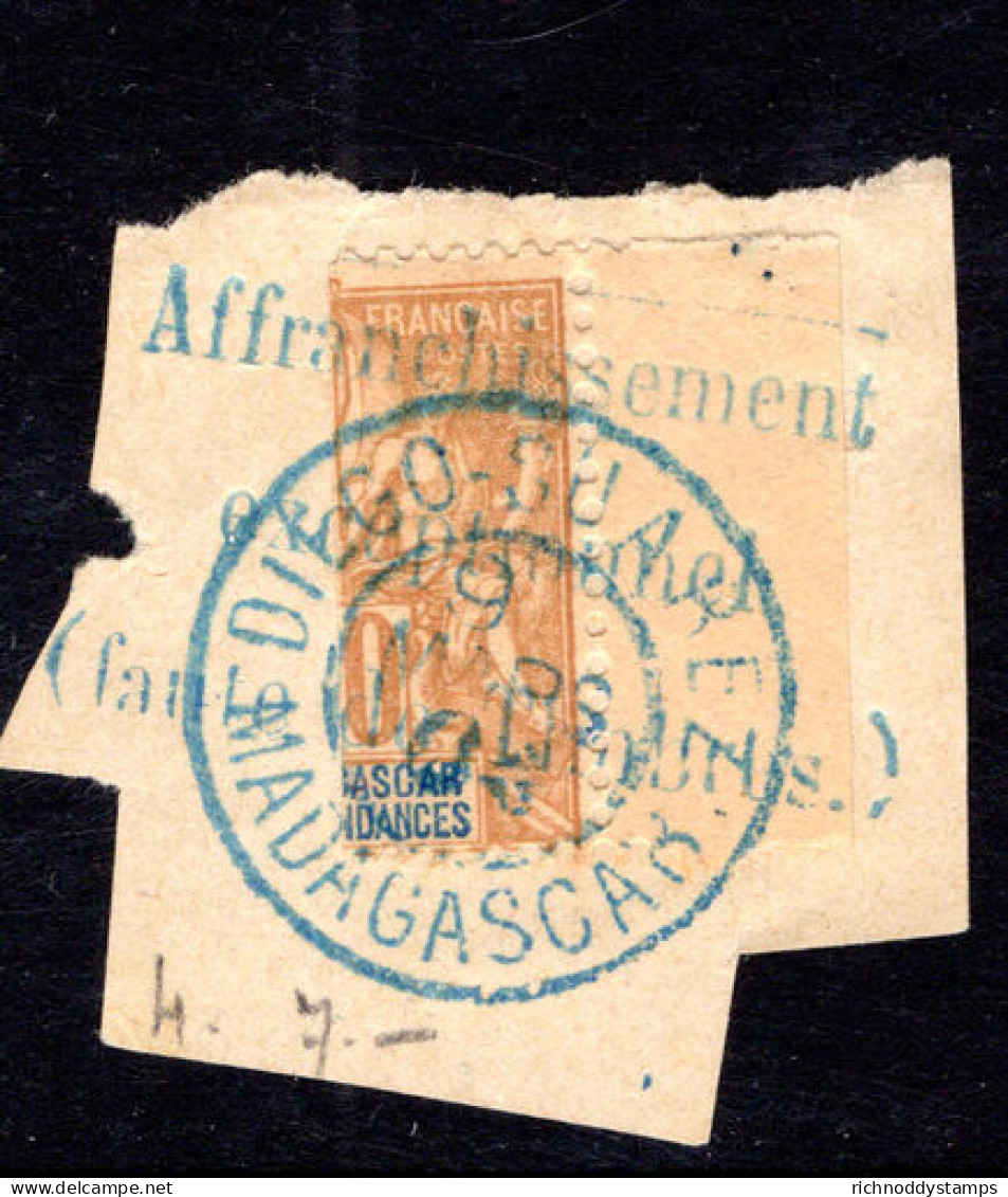Madagascar 1904 30Cc Bisect With Affranchissement Handstamp Fine Used. - Unused Stamps