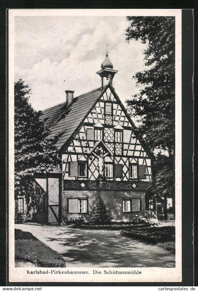 AK Karlsbad-Pirkenhammer, Gasthaus Schützenmühle In Fachwerk-Bauweise  - Czech Republic