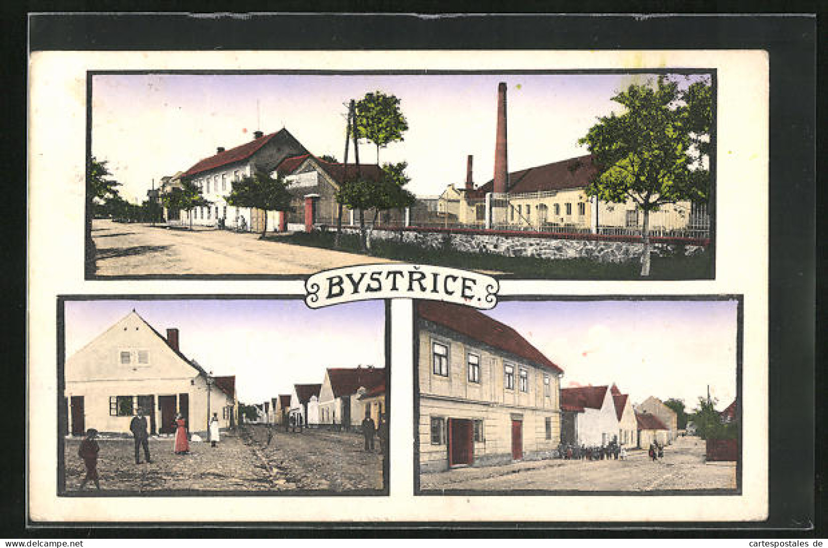AK Bystrice, Strassenpartie Im Ort, Fabrik  - Czech Republic