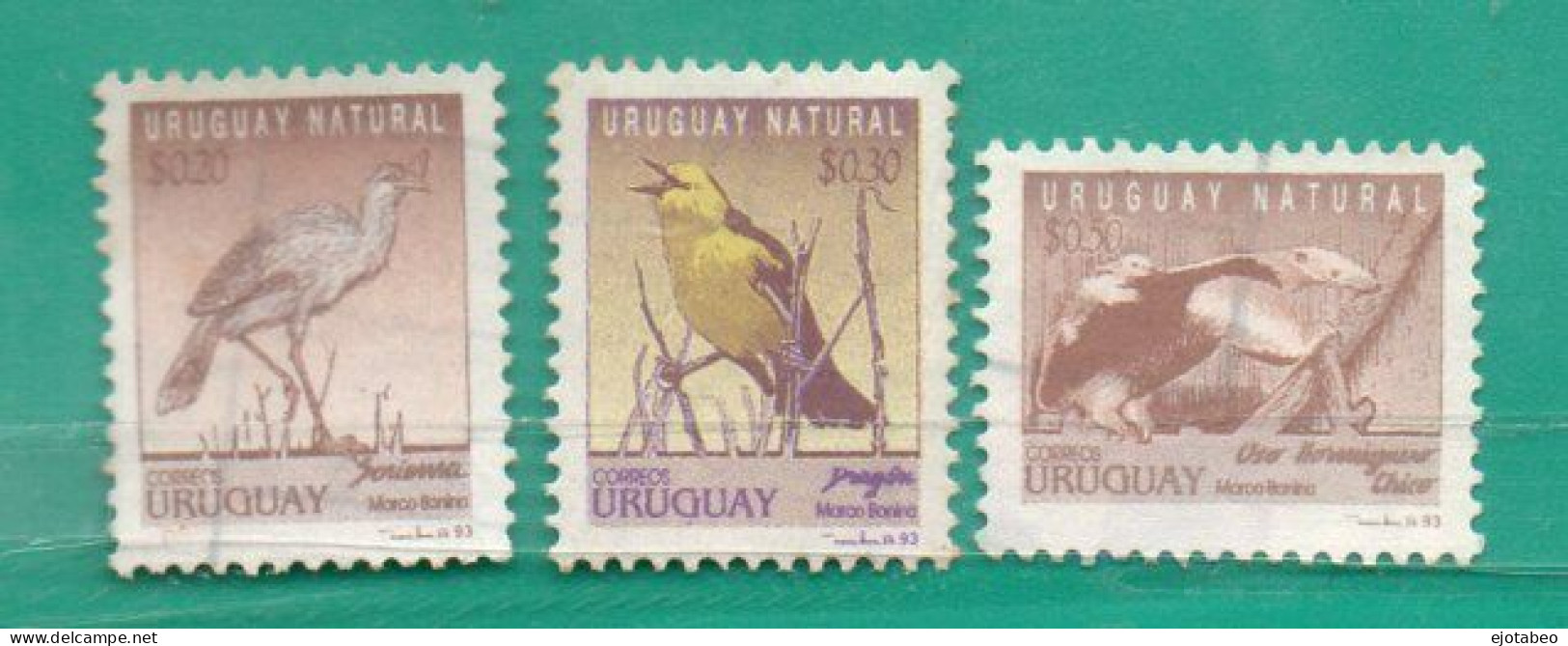 821  Uruguay  1993 YT 1448/50ss Usadas-Uruguay Natural Aves- TT: Fauna Indígena - Uruguay