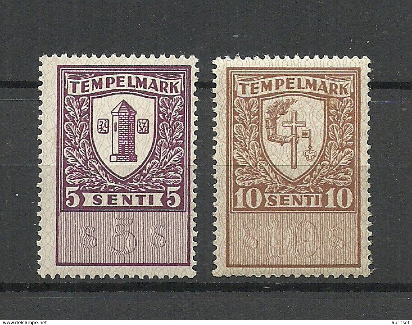 ESTLAND Estonia Estonie Documentary Revenue Tax Stempelmarken 5 & 10 S. MNH - Estonie