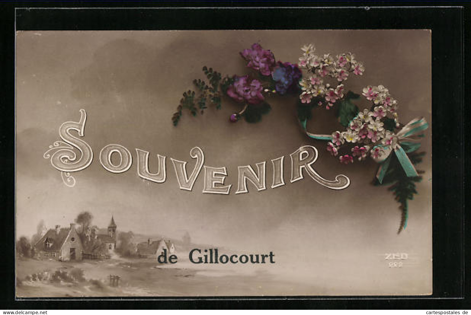 CPA Gillocourt, Vue Générale, Des Fleursgebinde  - Other & Unclassified