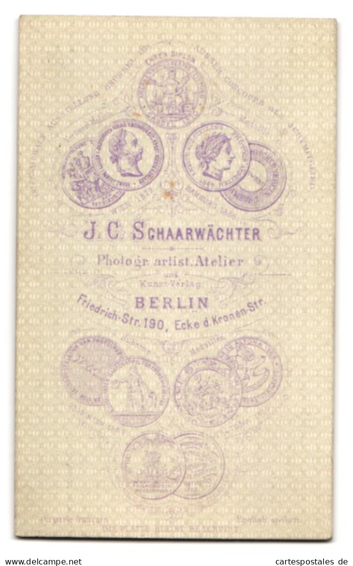 Fotografie J. C. Schaarwächter, Berlin, Friedrichstr. 190, Portrait Bildschönes Fräulein Mit Flechtdutt  - Anonyme Personen