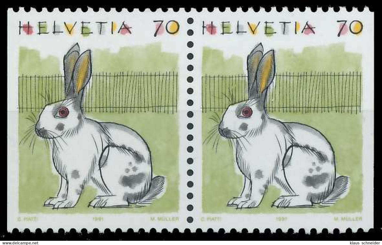 SCHWEIZ 1991 Nr 1436Dl 1436Dr Postfrisch WAAGR PAAR S2D3FD2 - Unused Stamps