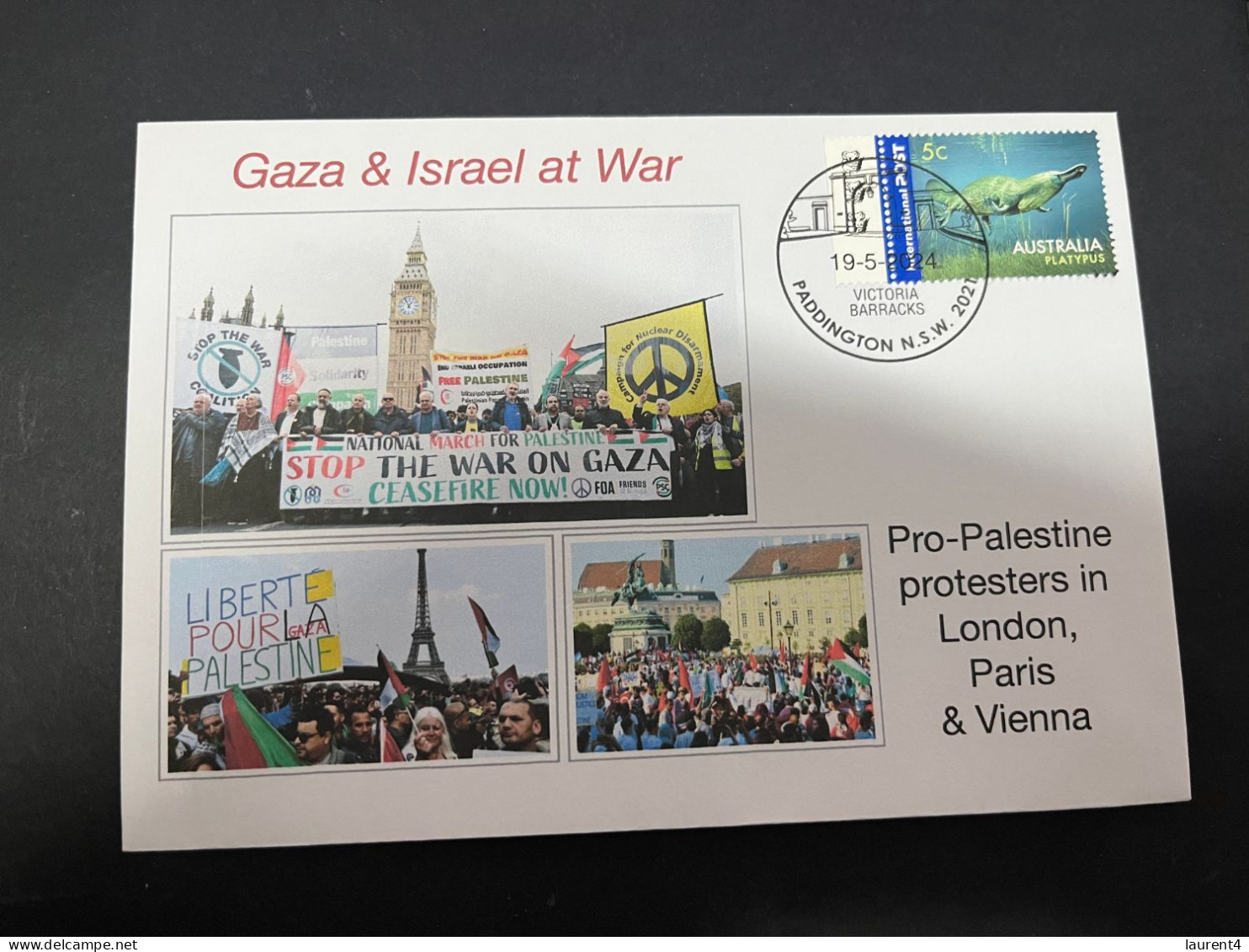 20-5-2024 (5 Z 37) GAZA War - Pro-Palestine Protesters In London, Paris & Vienna - Militaria