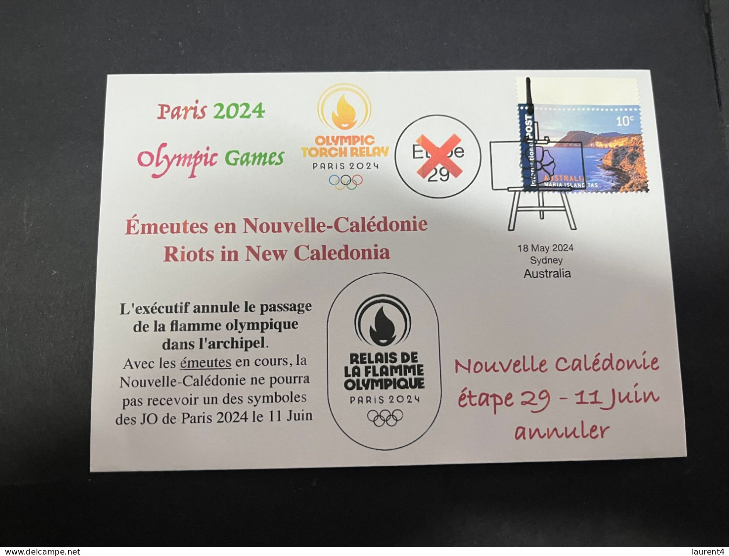 19-5-2024 (5 Z 27) (émeute) Riot In New Caledonia - The Paris Olympic Flame Will NOT Travel To New Caledonia On 11 June - Summer 2024: Paris