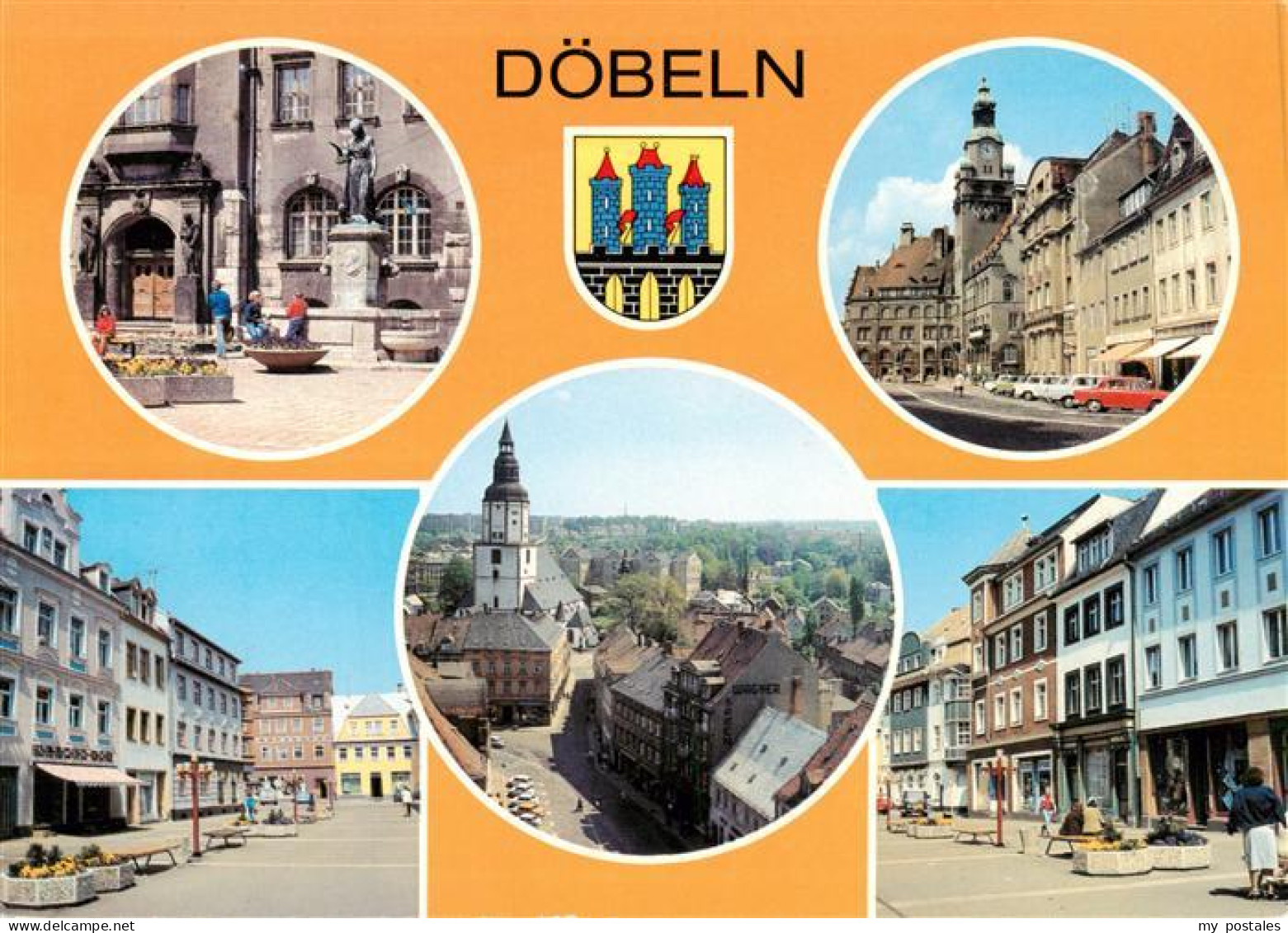 73947410 Doebeln_Sachsen Schlegel Brunnen Rathaus Ernst Thaelmann Platz Blick Vo - Doebeln