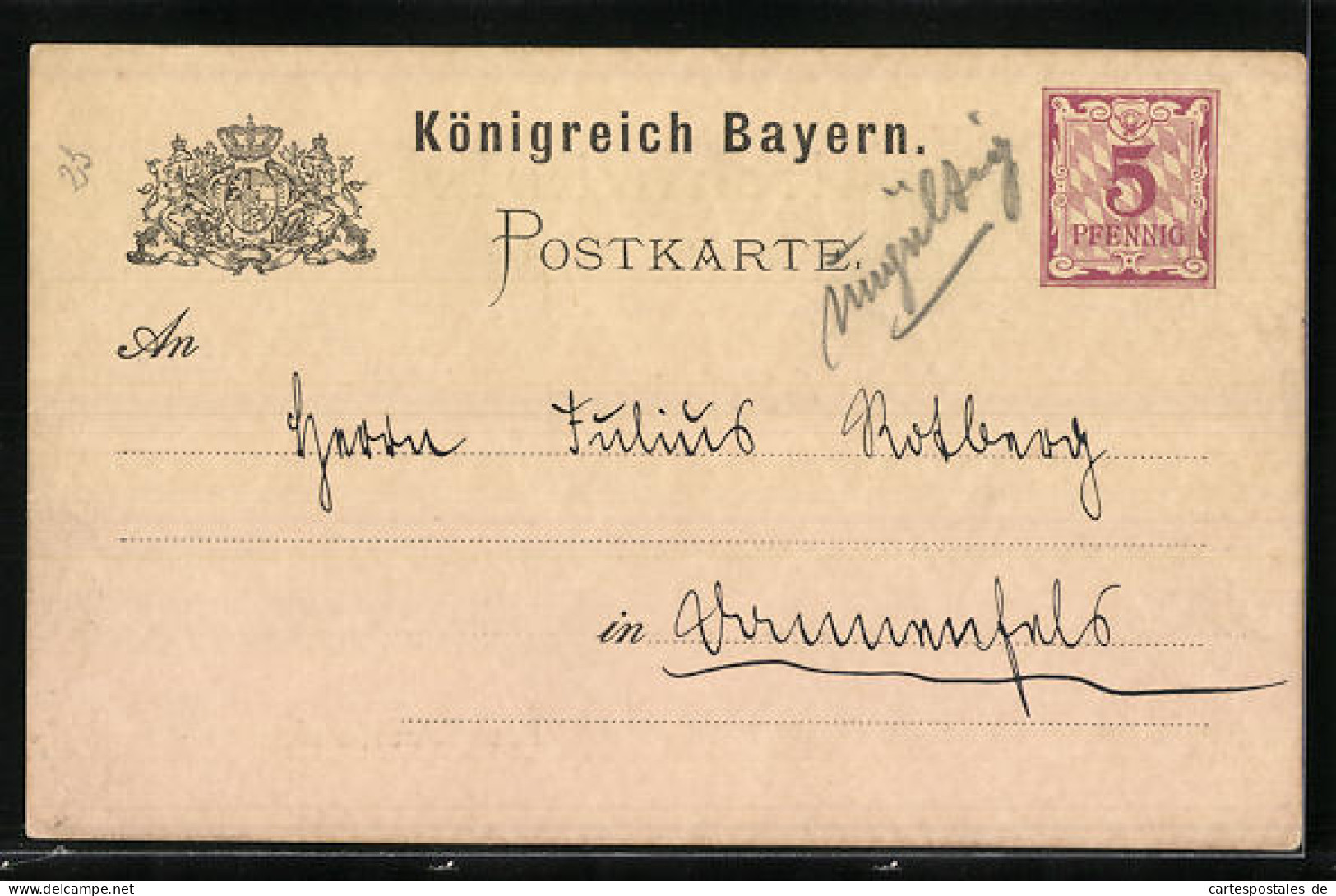 AK Kirchheimbolanden, Casino, Einladungskarte Des Vorstands, Wappen Des Königreich Bayern  - Kirchheimbolanden