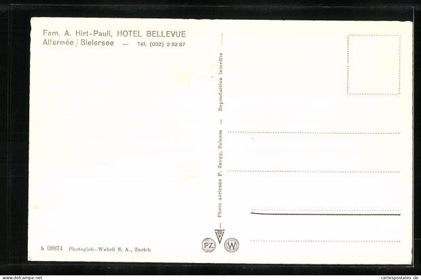 AK Alfermee Am Bielersee, Blick Auf Das Hotel Bellevue  - Autres & Non Classés