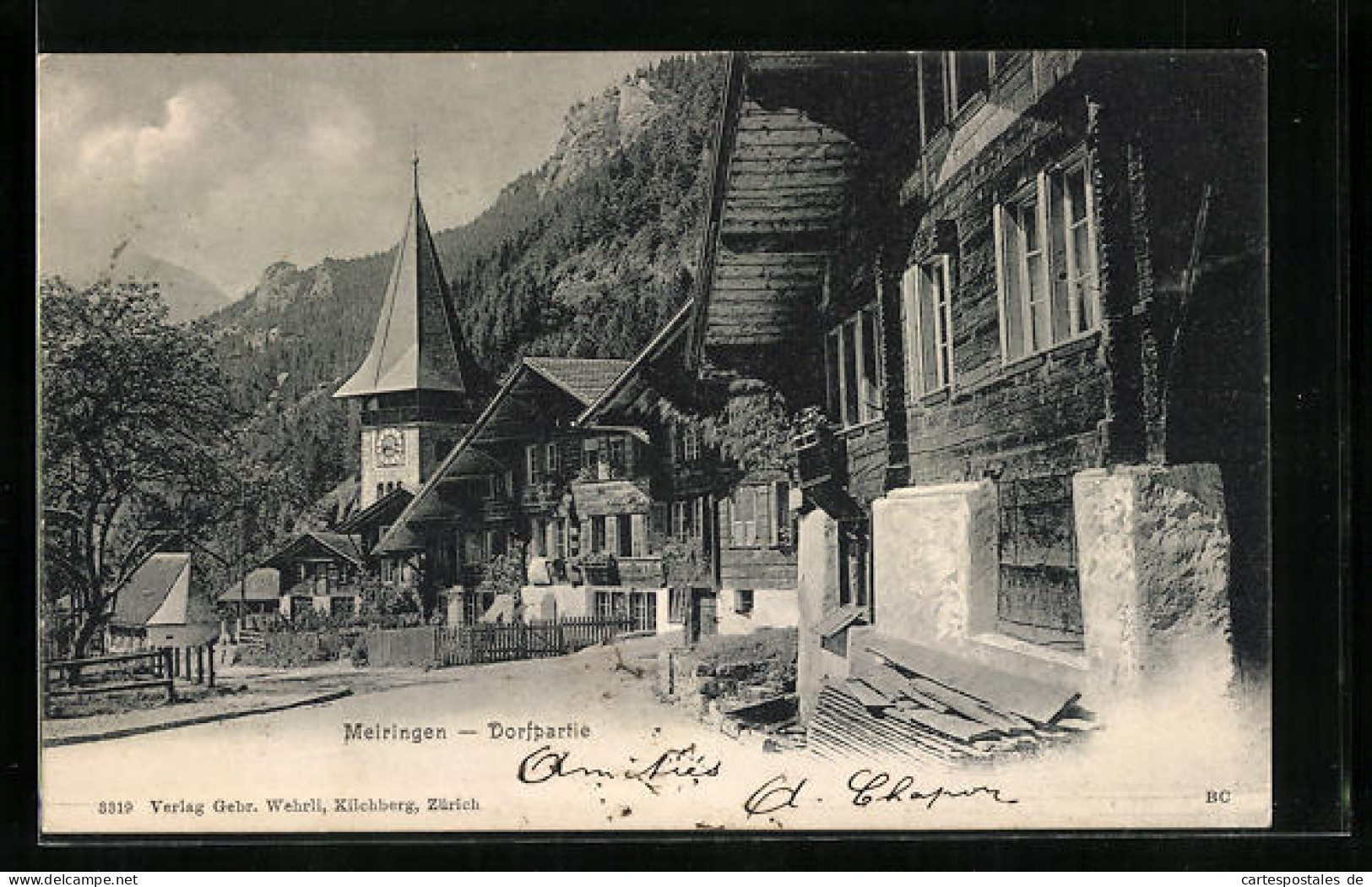 AK Meiringen, Dorfpartie An Der Kirche  - Meiringen