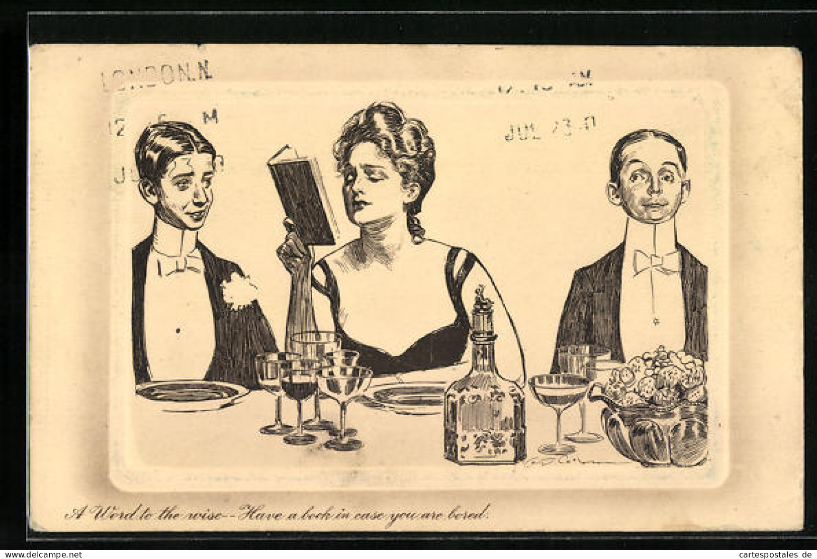 Künstler-AK Charles Dana Gibson: A Word To The Wise - Have A Book In Case You Are Bored, Frau Liest Im Buch  - Autres & Non Classés