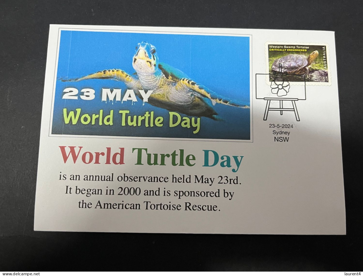 20-5-2024 (5 Z 37)  23th Of May Is " World Turtle Day " (with Australian Tortoise Stamp) - Vie Marine