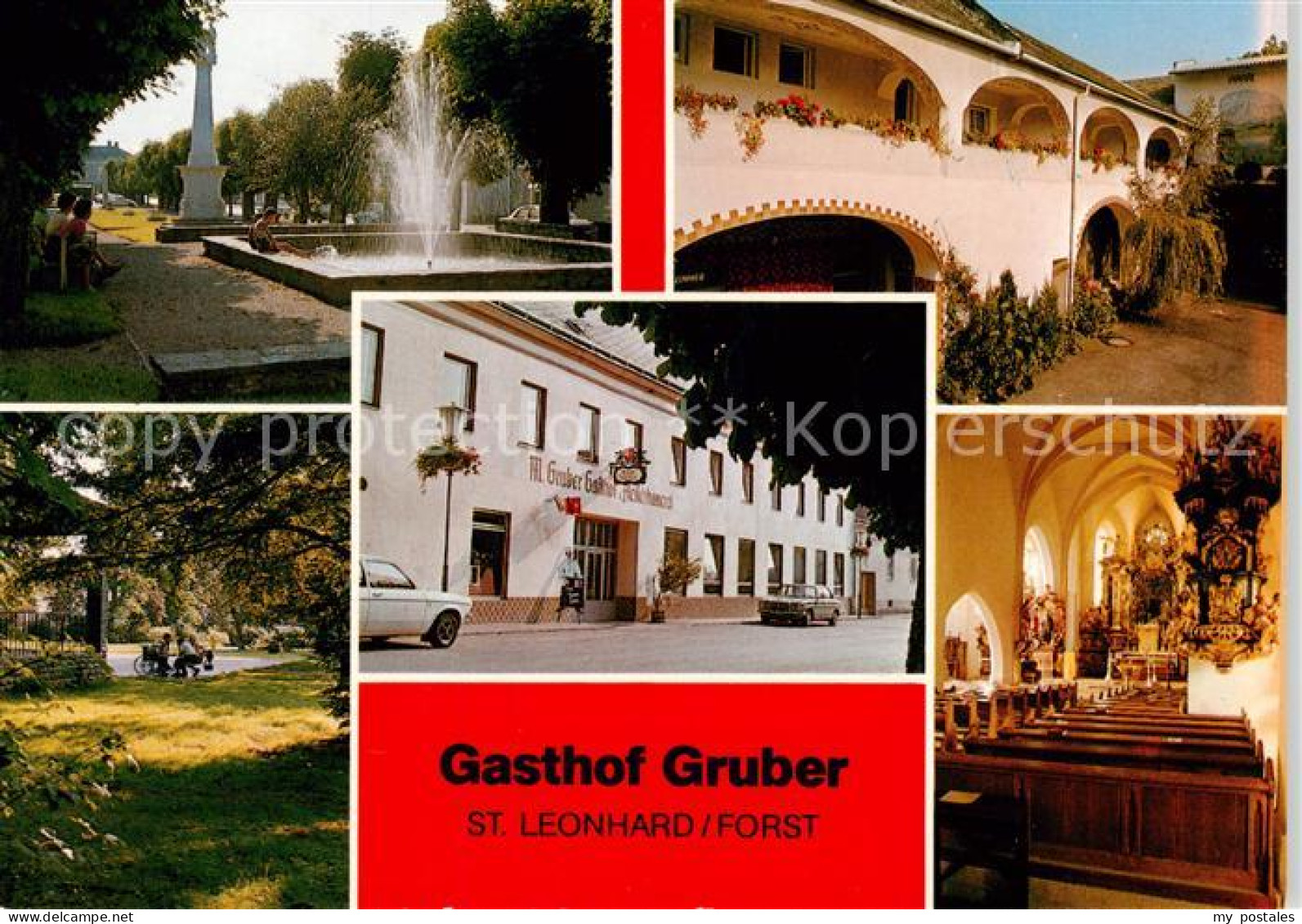 73867032 St Leonhard Forst Niederoesterreich Gasthof Gruber Park Fontaene Kirche - Andere & Zonder Classificatie