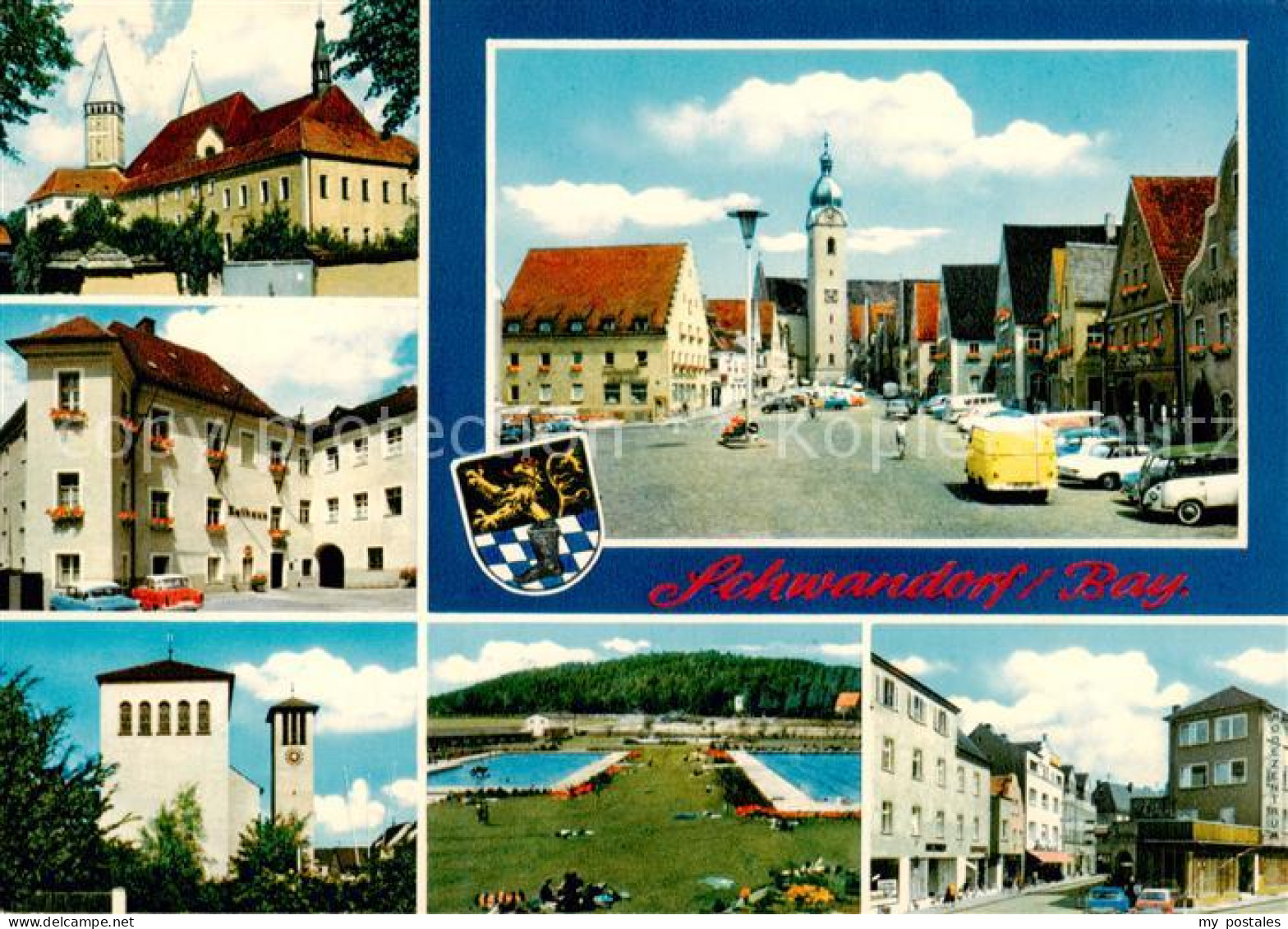 73867000 Schwandorf Kirche Rathaus Marktplatz Schwimmbad Ortspartie Schwandorf - Schwandorf